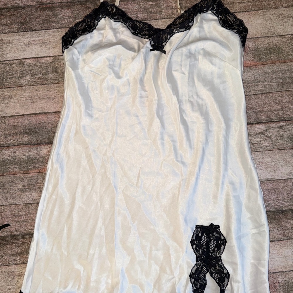 Victoria's Secret White Slip with Black Lace